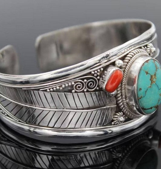 Feather & Frills - Turquoise Cuff Bracelet