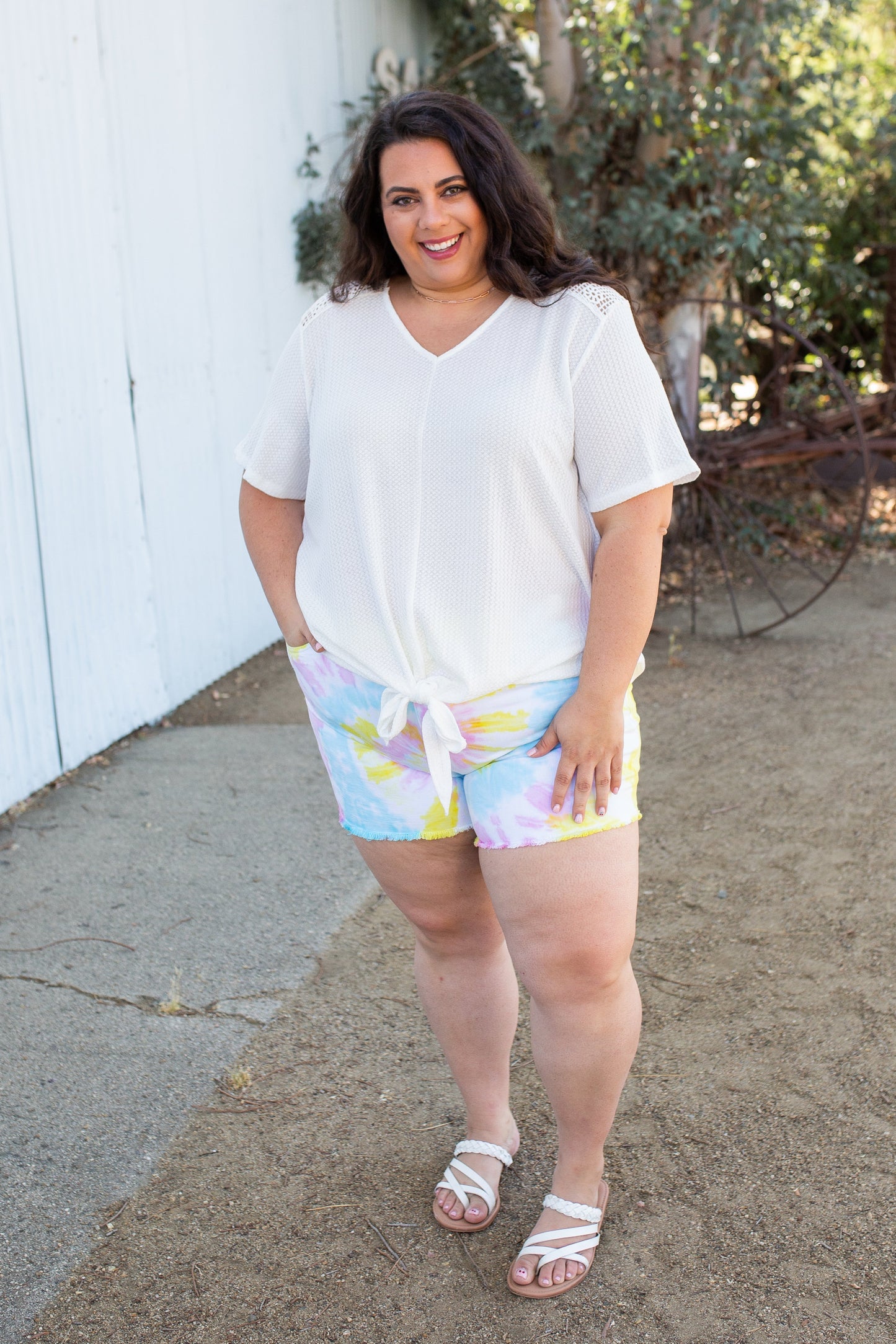 Spirited Front Tie Top in White