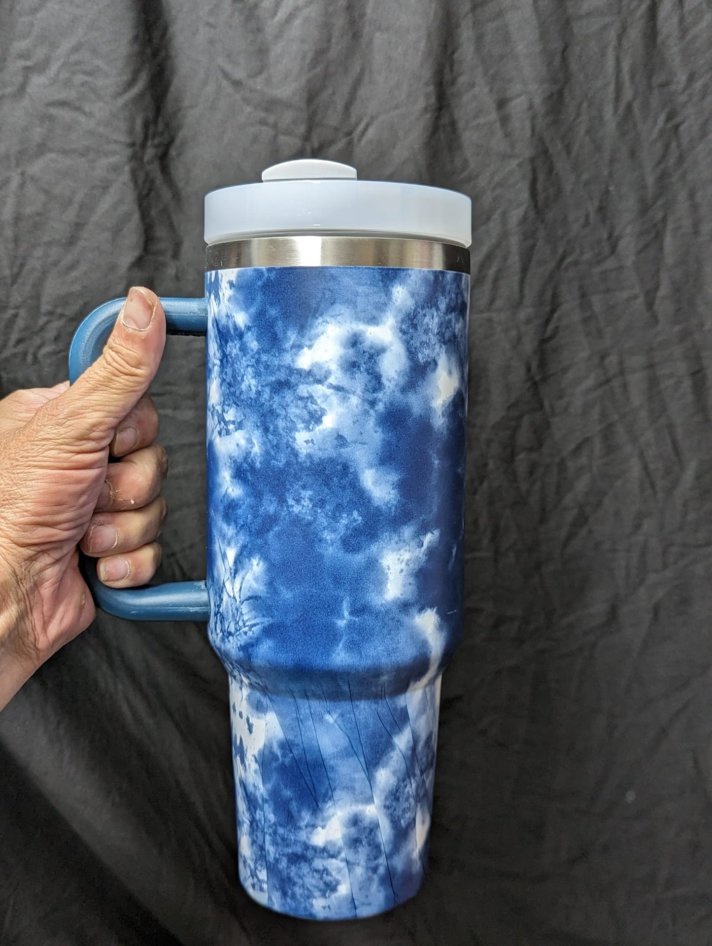 40oz Blue Marble Tumbler