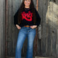 Love in Metallic Red Puff Sweatshirt