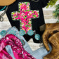Callie Ann Stelter Pink Floral Cross Tee