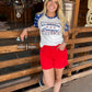 RED- Shenandoah Stud Shorts