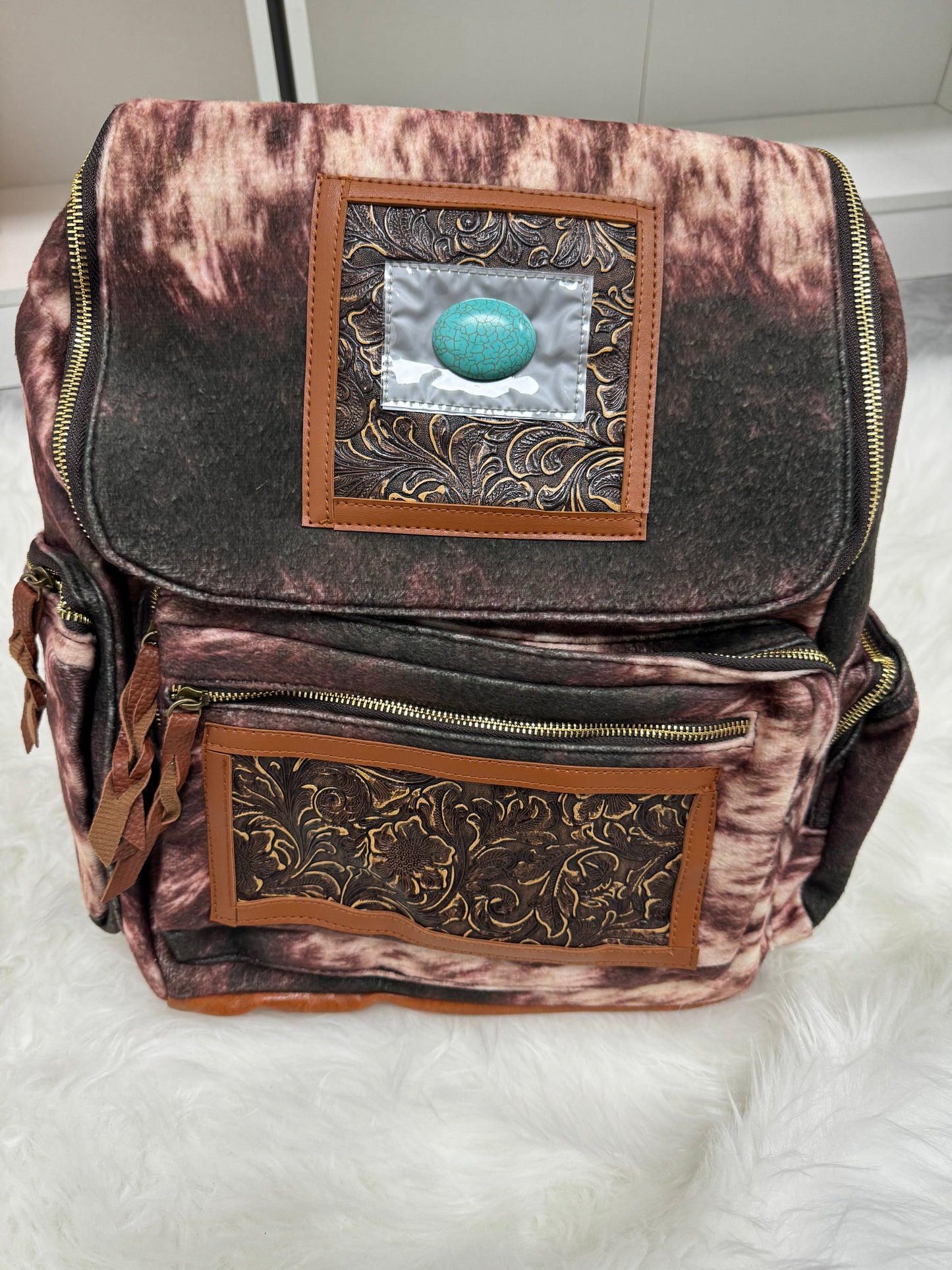 Brown Cowhide Backpack