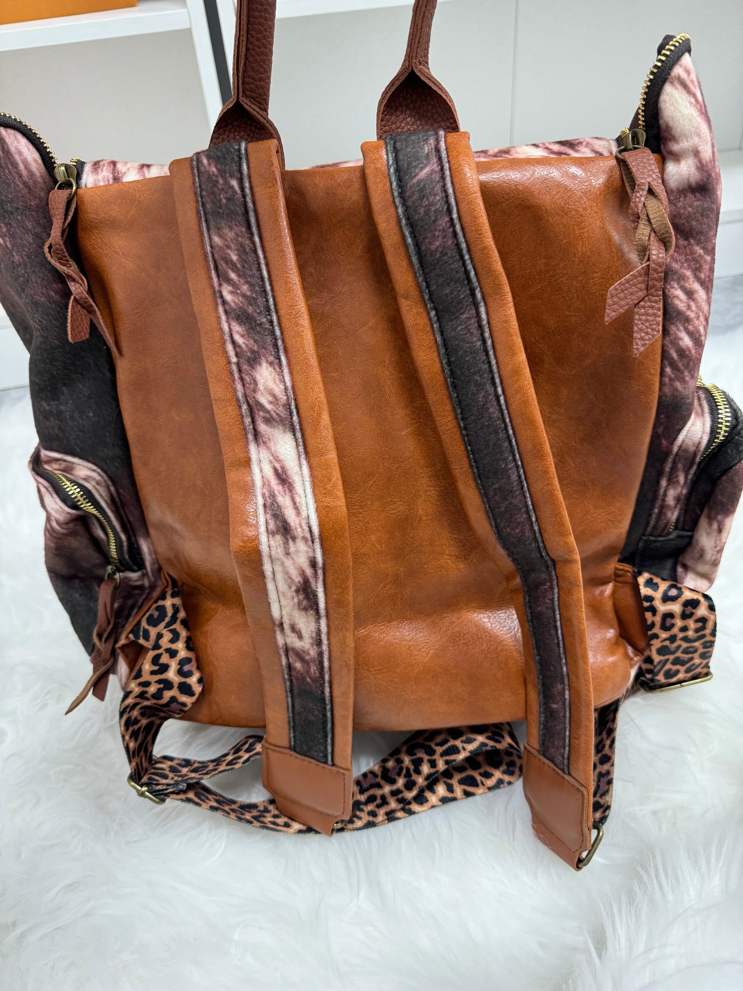 Brown Cowhide Backpack