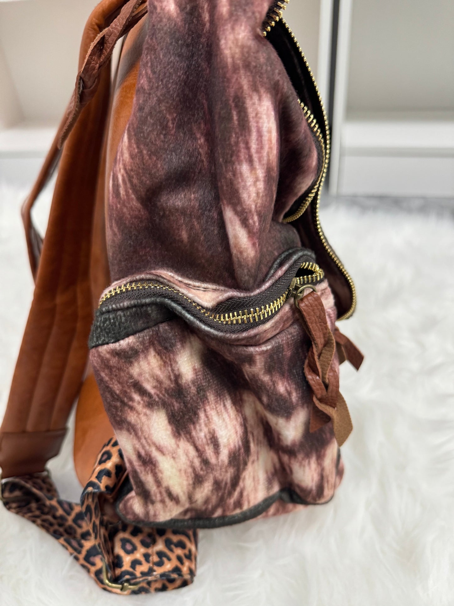 Brown Cowhide Backpack