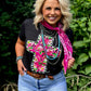 Callie Ann Stelter Pink Floral Cross Tee