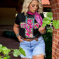 Callie Ann Stelter Pink Floral Cross Tee