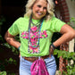 Callie Ann Stelter Pink Floral Cross Tee