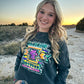 Callie Ann Stelter Neon Aztec Black Acid Wash Top