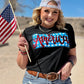 America on Stars in Red Metallic Puff Tee