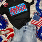 America on Stars in Red Metallic Puff Tee