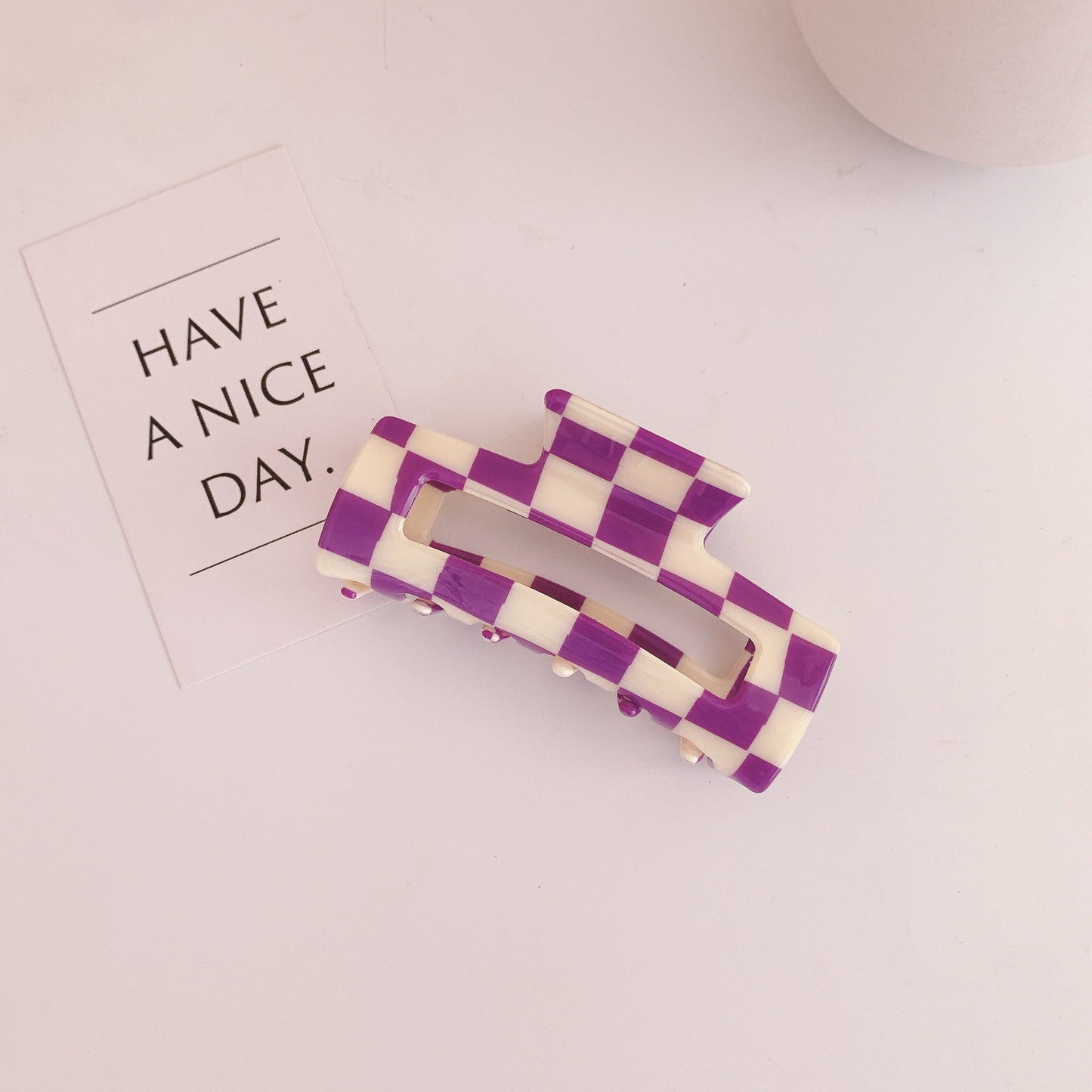 Acrylic Plaid Hair Clip|3pcs