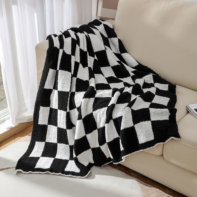 Half Fleece Checkerboard Blanket