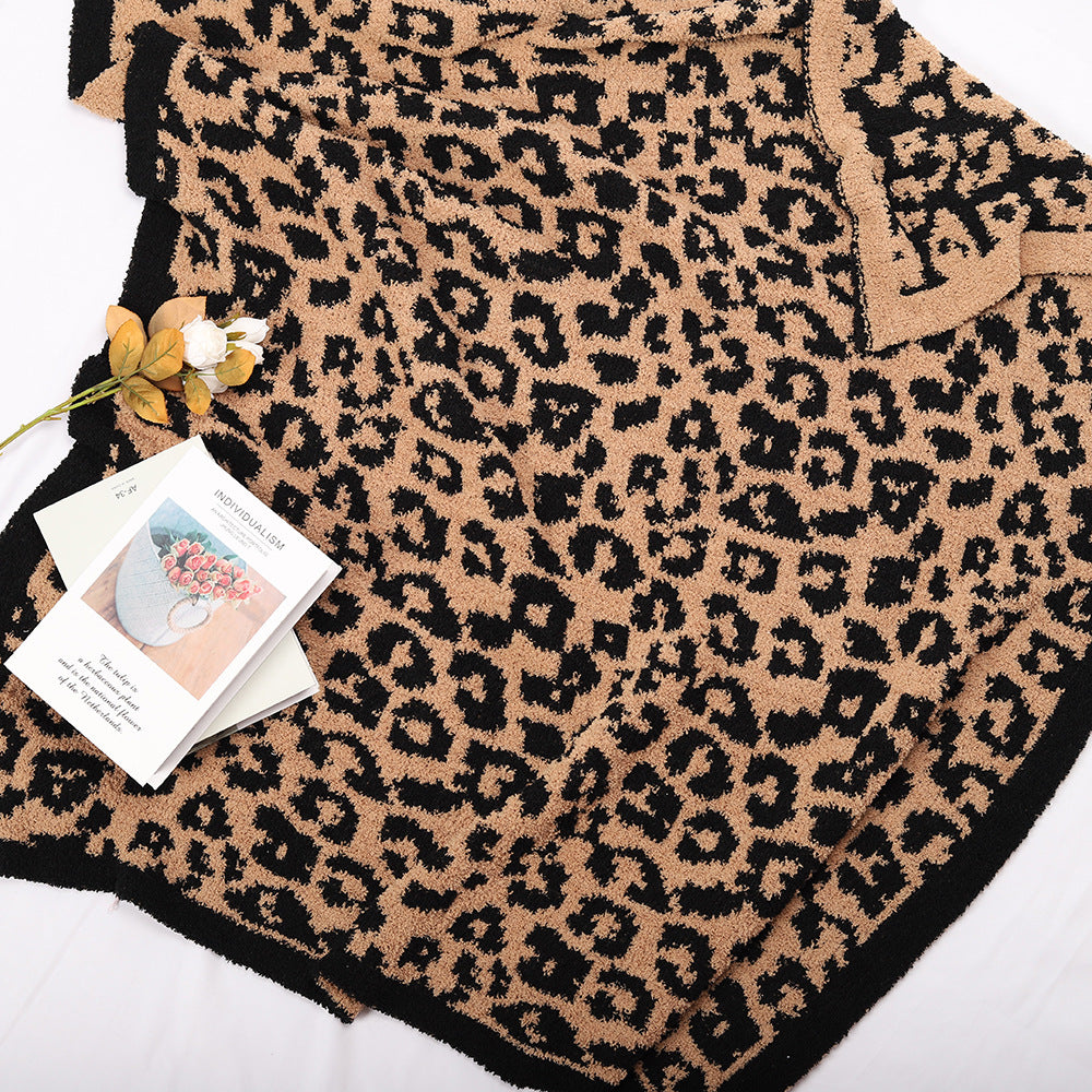 Half Fleece Leopard Blanket
