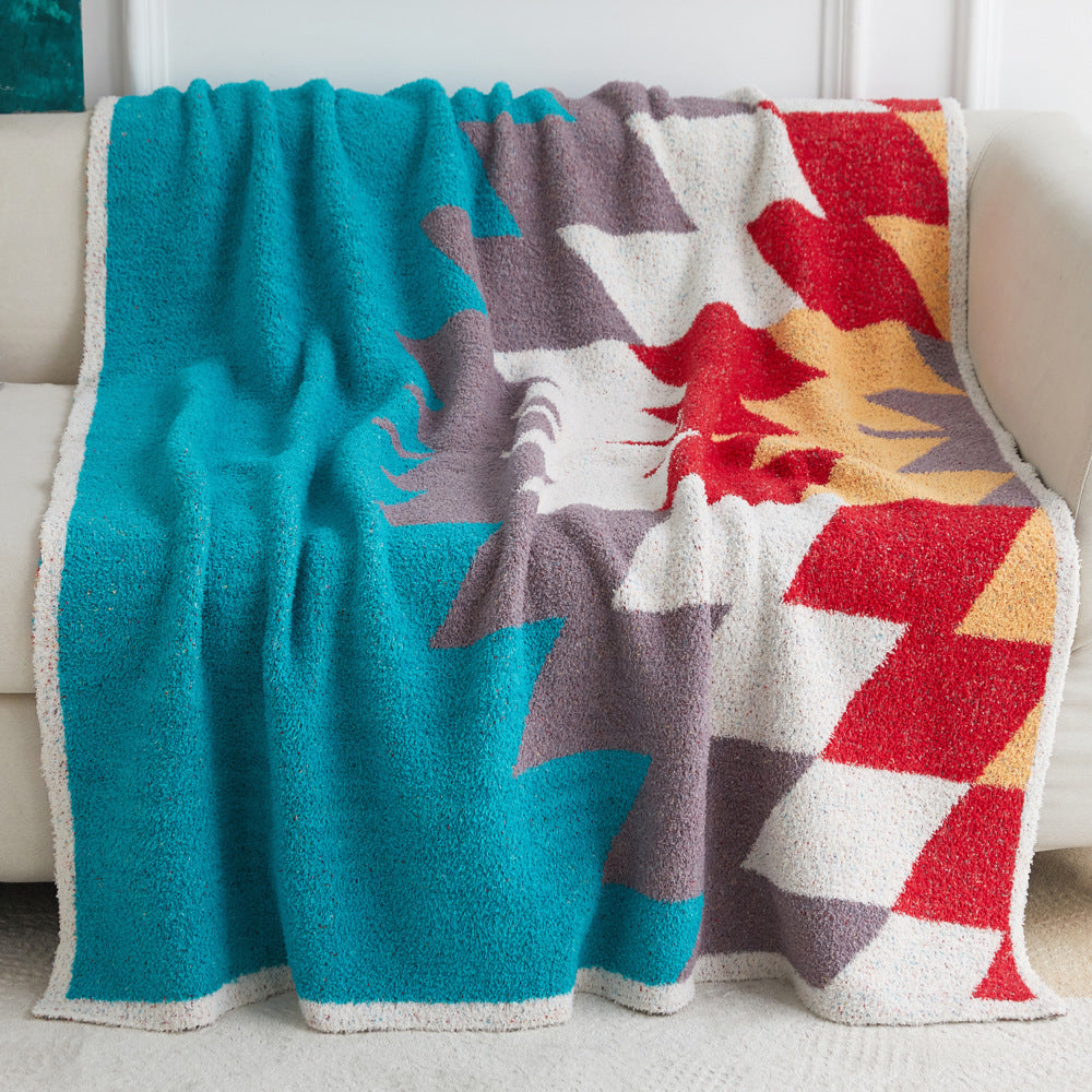 Half-fleece Knitted Jacquard Smiley Blanket