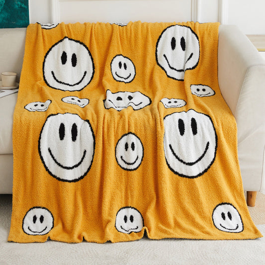 Half-fleece Knitted Jacquard Smiley Blanket