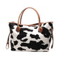 Large-Capacity Plush Cow Print Tote or Purse Bag