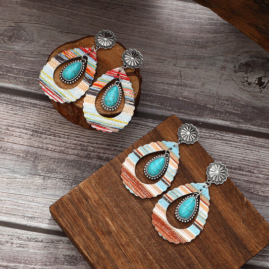 Vintage Colored Leather Earrings