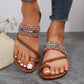 Beaded Woven Strap Toe Ring Slippers