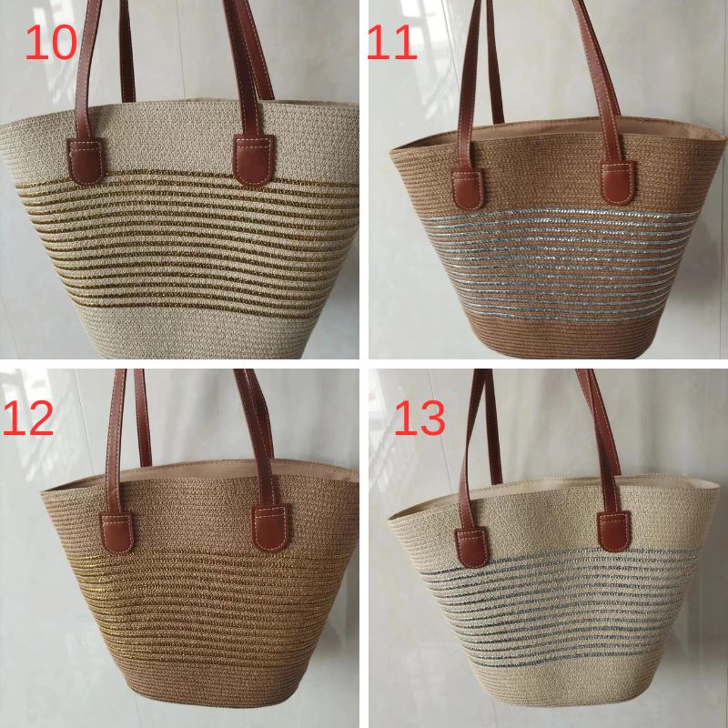 Straw Woven Striped Vacation One Shoulder Bag