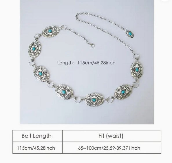 Turquoise Concho Chain Belt