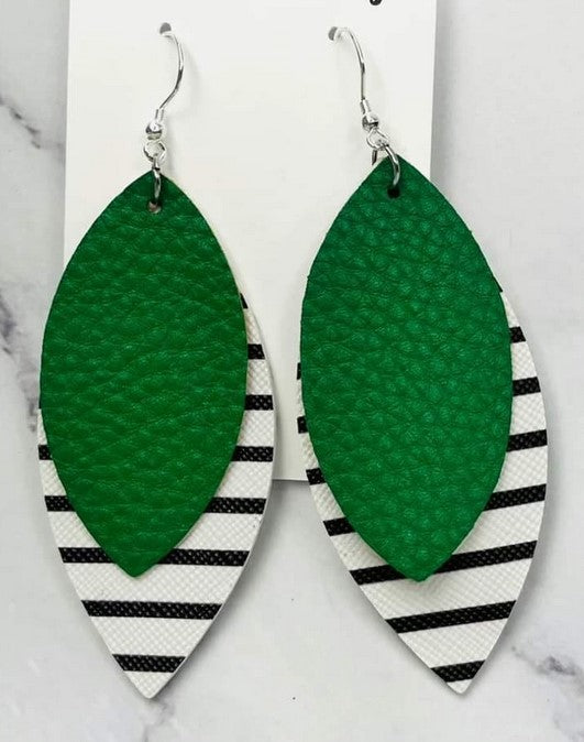 Green Black White Striped Hanging Leather