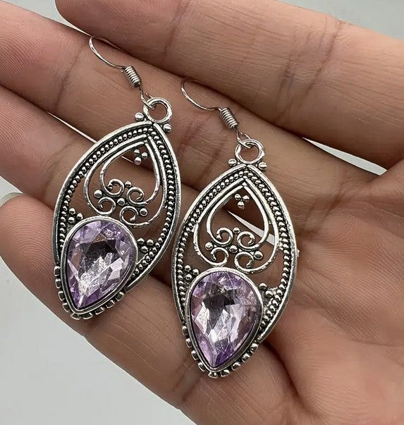 Amethyst Earrings 925 Silver Earrings