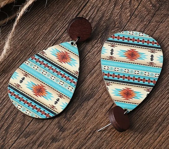 Aztec Sunset - Wood Earrings
