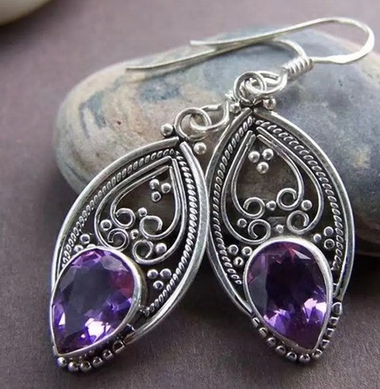 Amethyst Earrings 925 Silver Earrings