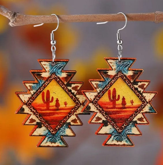 Off in the sunset - aztec earrings
