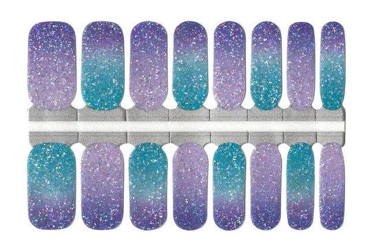 Teal and Purple Glitter Ombre - Nail Wrap Set