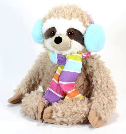 Holiday Winter Scruffy Sloth with muffs and scarf 11" (28cm)