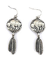 Buffalo Nickle Feather Earrings